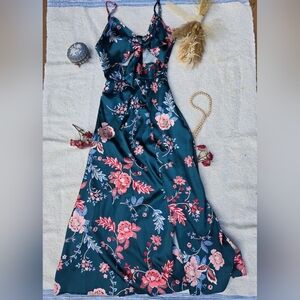 Blue Floral Midi Dress